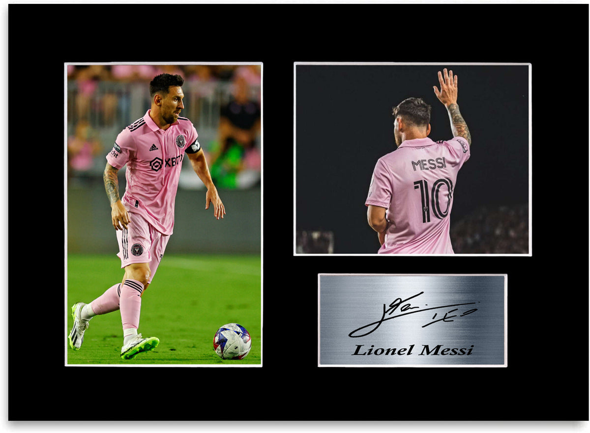 Lionel Messi Miami 2023 Player Signed Photo Display Mount Poster Gift A4