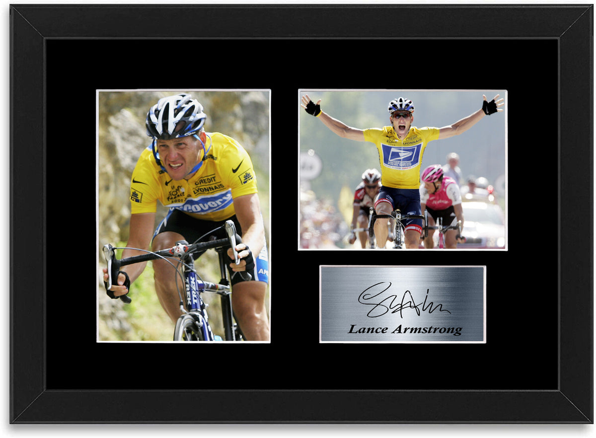 Lance Armstrong Road Racing Cyclist Signed Photo Display Poster A4 Framed