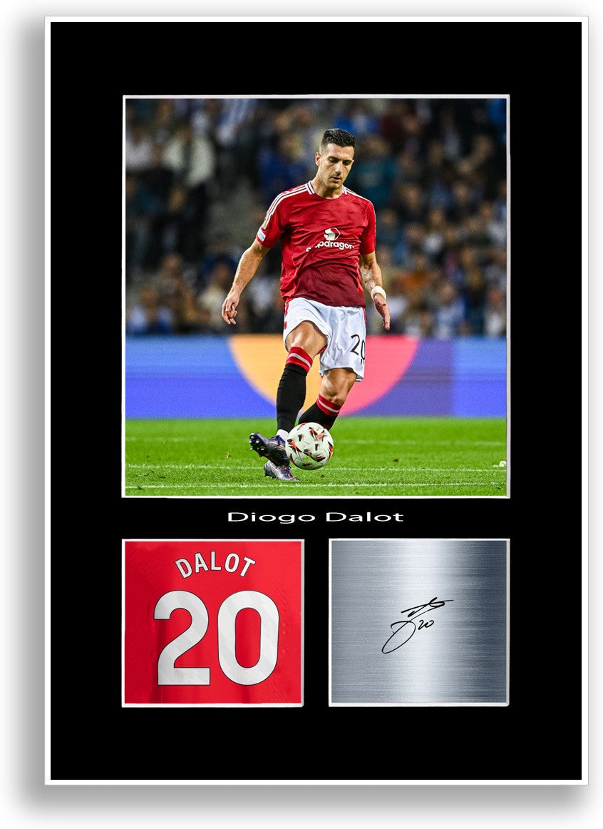 Diogo Dalot Football Player Poster Signed Print Photo A4 Wall Art Gift Idea