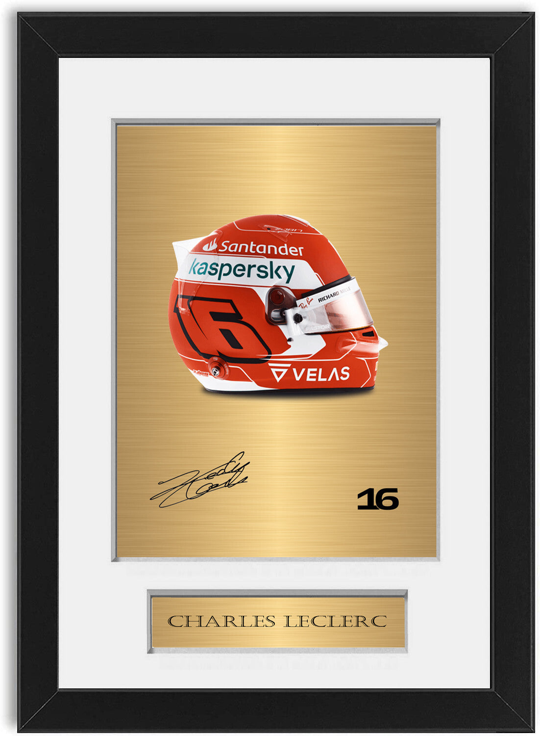 Charles Leclerc Ferrari F1 2022 Helmet Signed Photo Display Mount A4 Framed