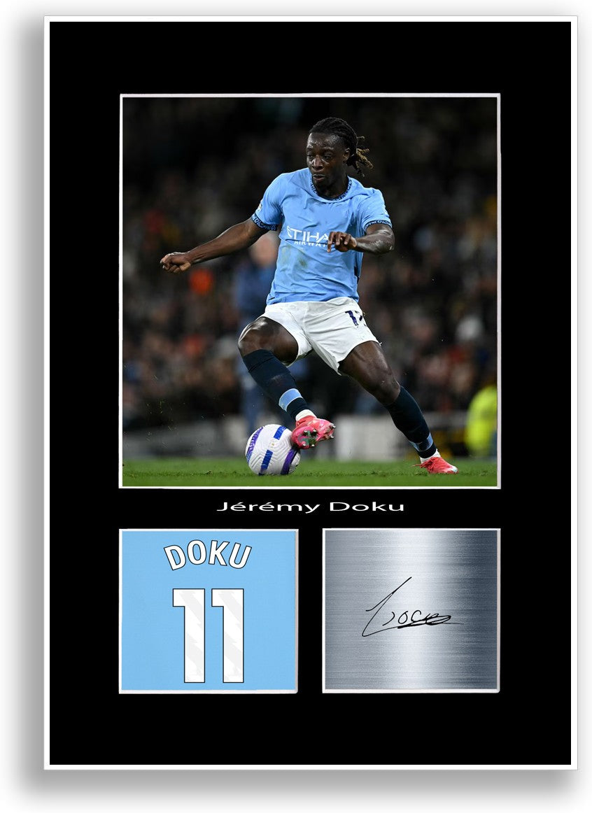 Jeremy Doku Football Player Poster Signed Print Photo A4 Wall Art Gift Idea
