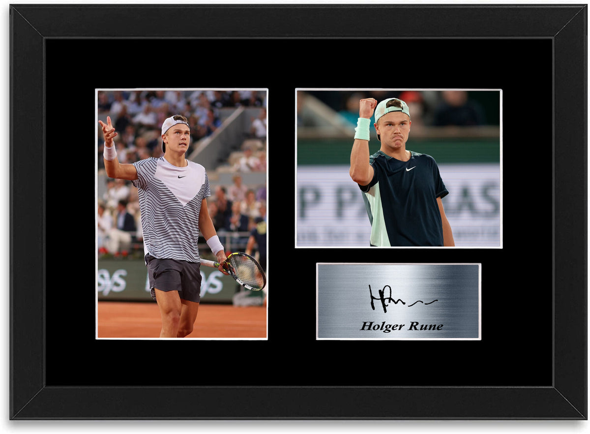 Holger Rune Tennis Player Signed Autograph Photo Display Mount Poster A4 Framed