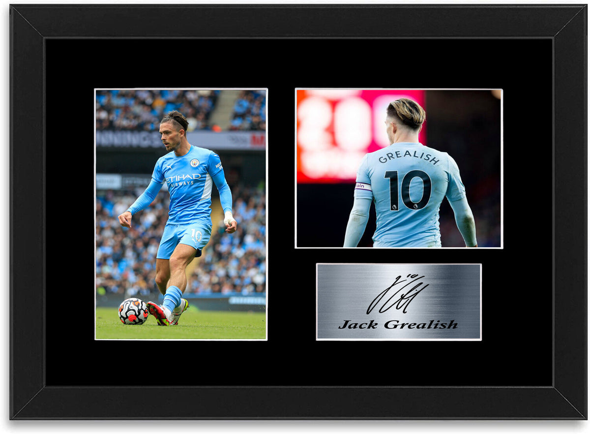 Jack Grealish Man City Player A4 Printed Signed Photo Display Mount Gift Framed