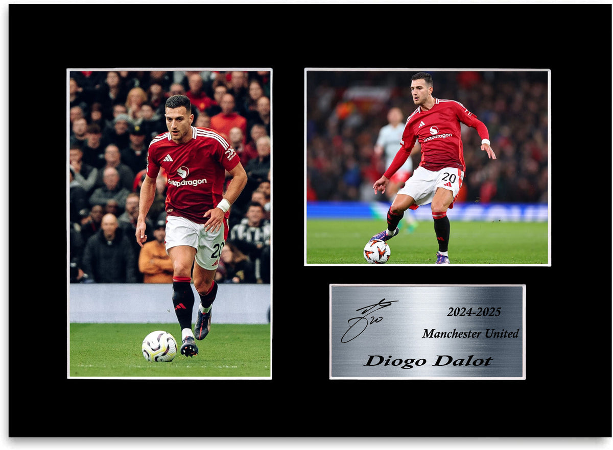Diogo Dalot Man United Player mounted display by LJW Prints