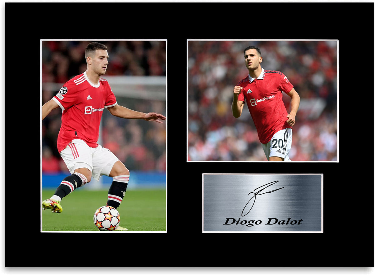 Diogo Dalot Man United Player Printed Signed Photo Display Mount Gift A4