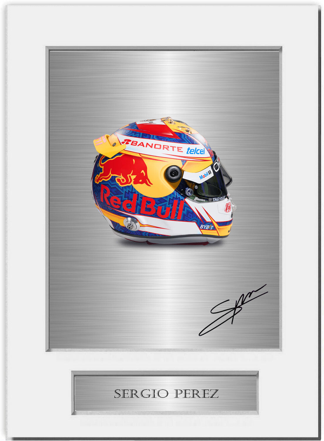 Sergio Perez Formula 1 Driver 2024 Helmet mounted display by LJW Prints