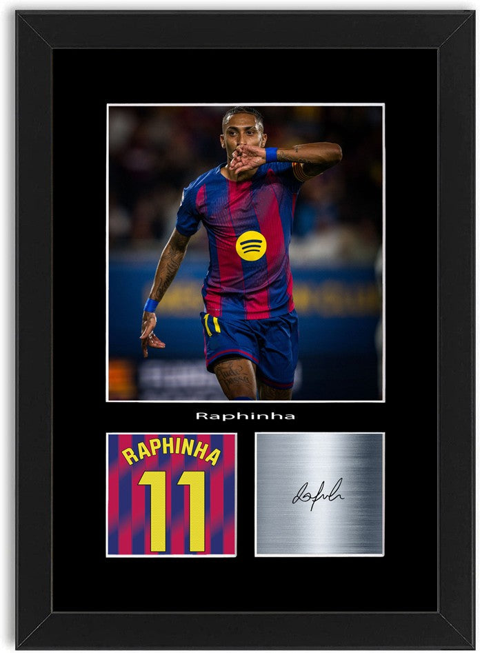 Raphinha Football Player Poster Signed Print Photo A4 Wall Art Framed