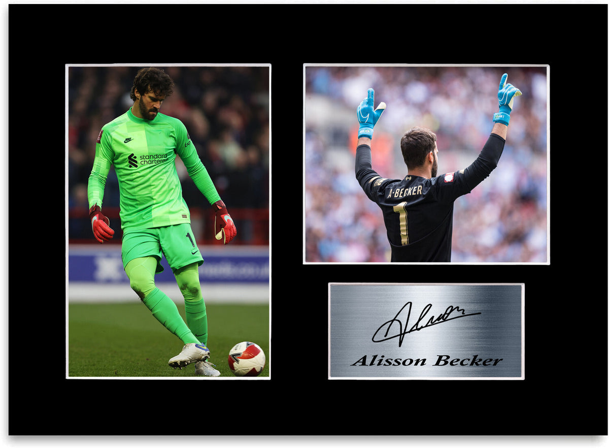 Alisson Becker Liverpool Player A4 Signed Autograph Photo Display Mount Poster