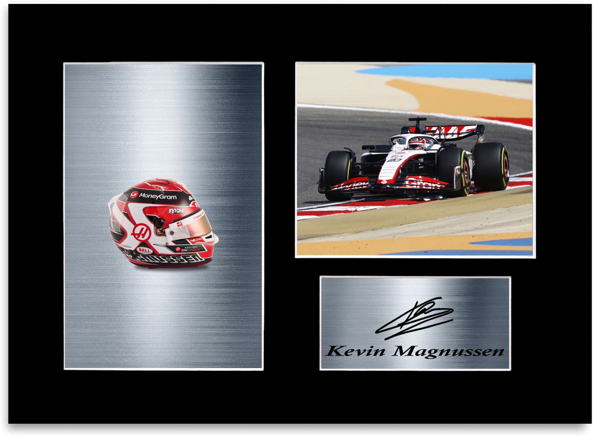 Kevin Magnussen 2023 Car Helmet Signed Photo Display Mount A4 For F1 Racing Fans