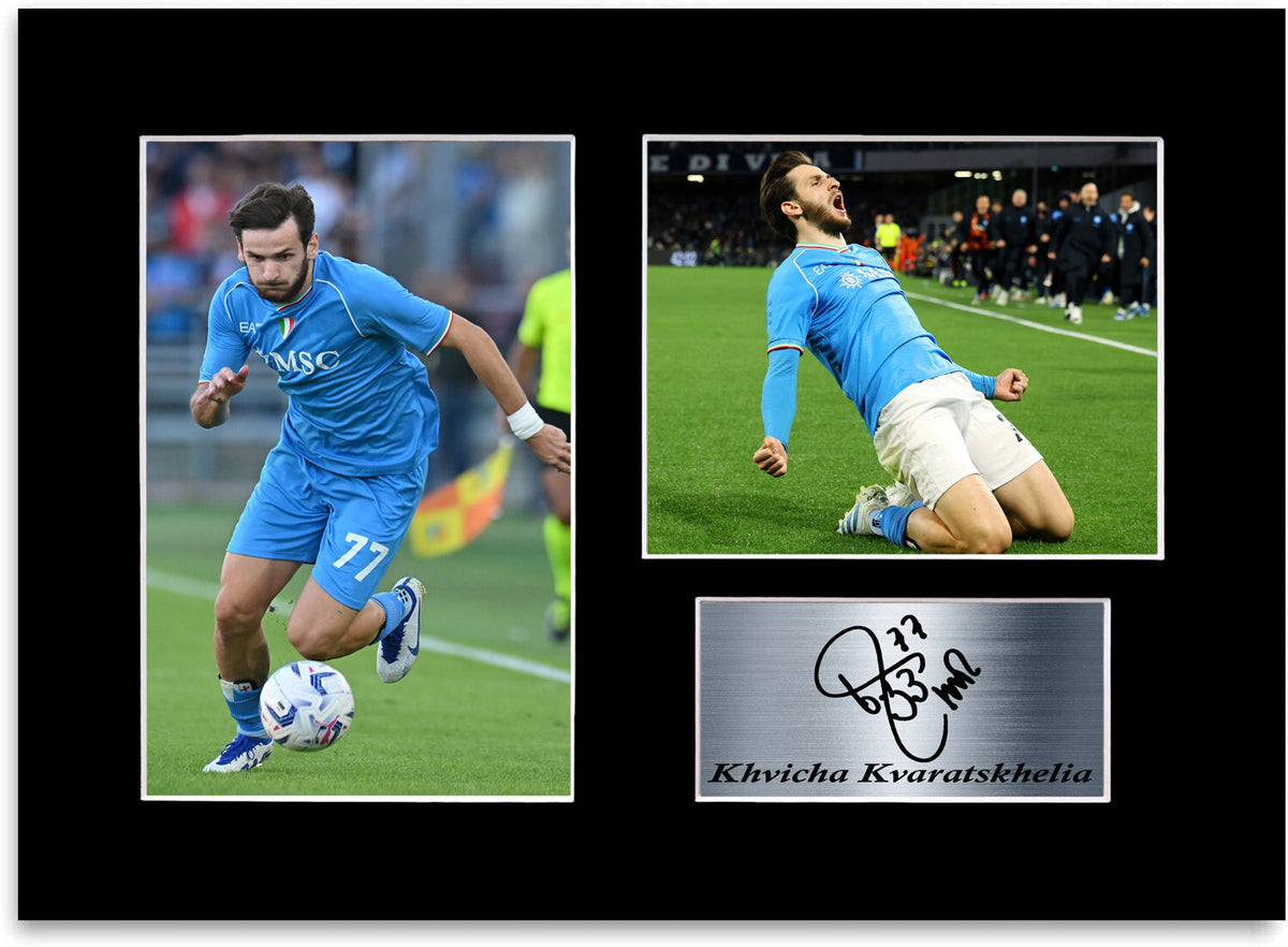 Khvicha Kvaratskhelia Football Player framed print by LJW Prints