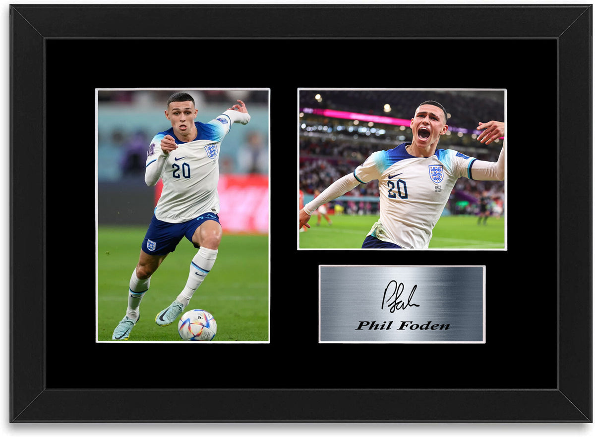 Phil Foden England Player A4 Signed Photo Display Mount Gift Autograph Framed