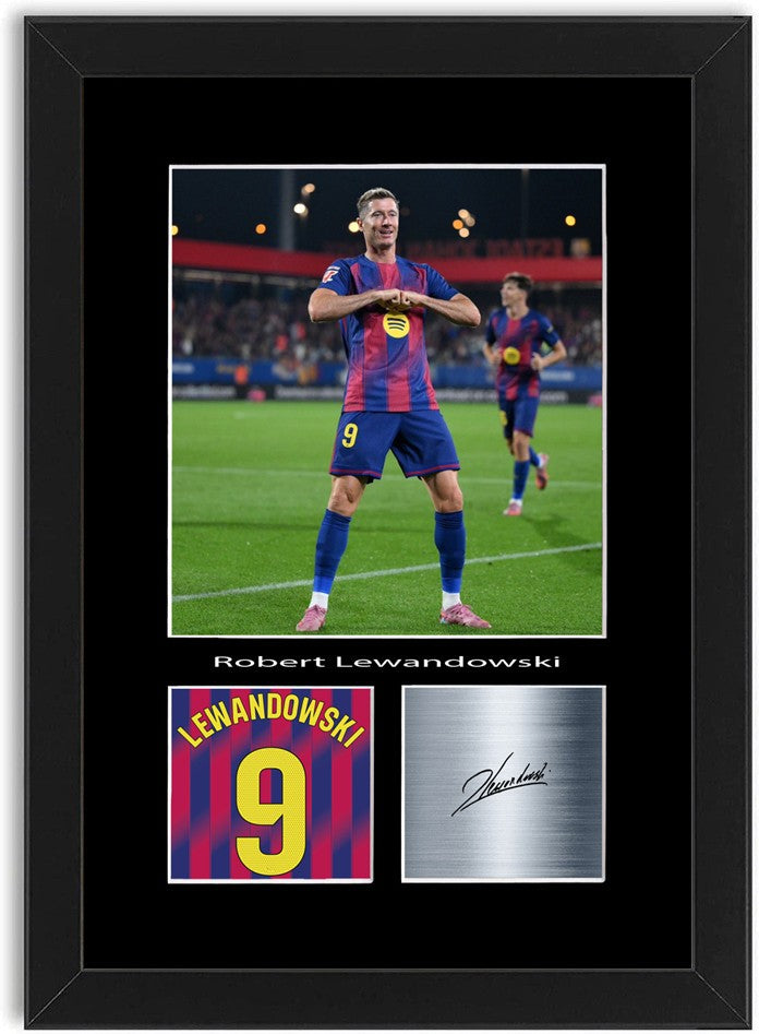Robert Lewandowski Football Player Poster Signed Print Photo A4 Wall Art Framed