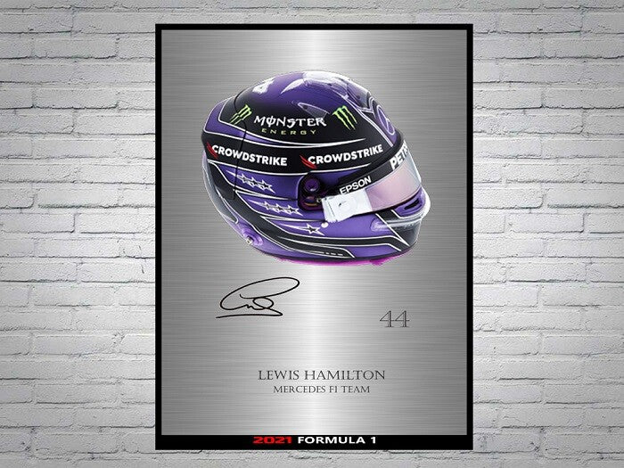 Lewis Hamilton Formula 1 2021 Helmet Signed Poster A4