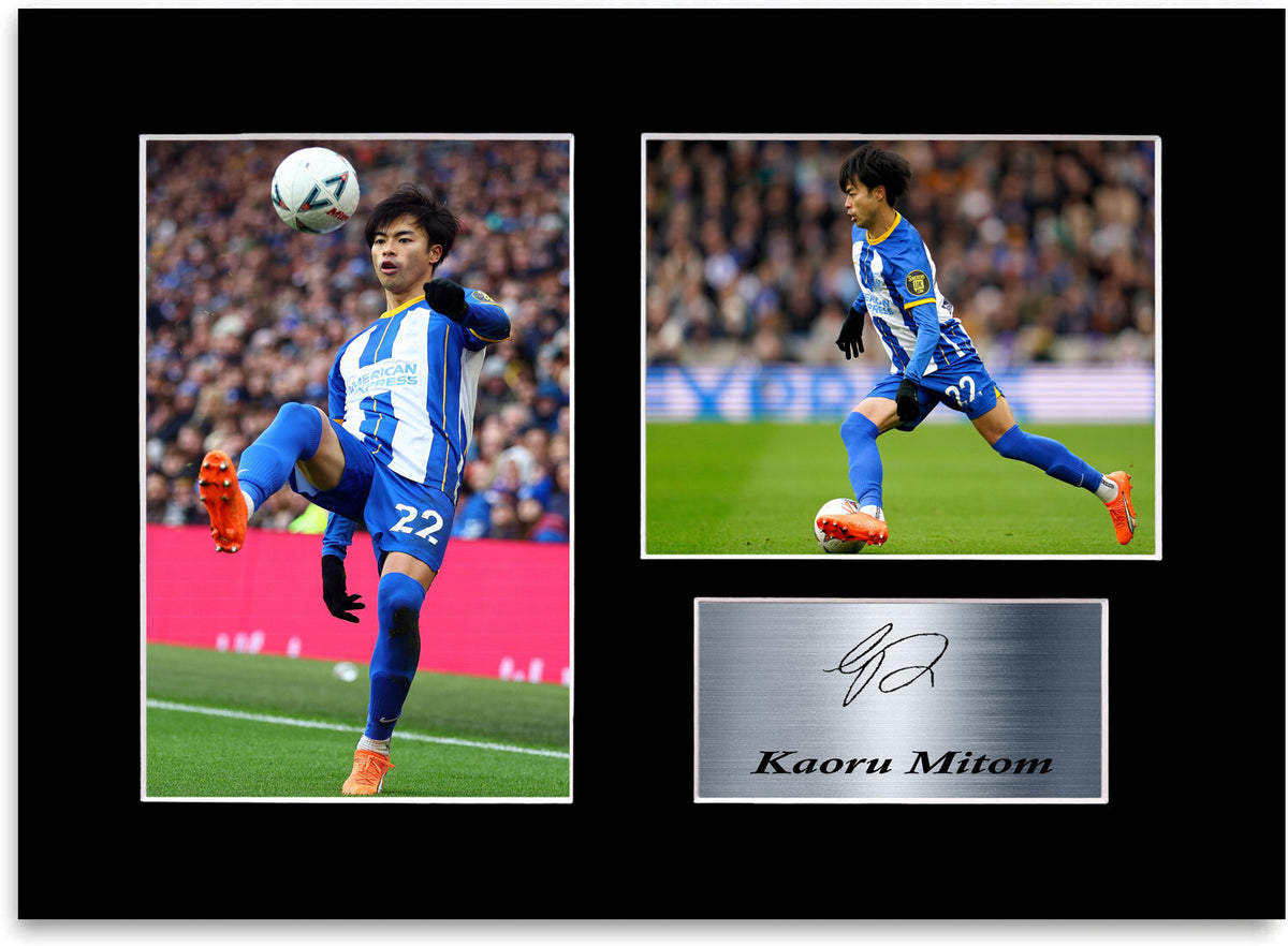 Kaoru Mitoma Brighton Player mounted display by LJW Prints