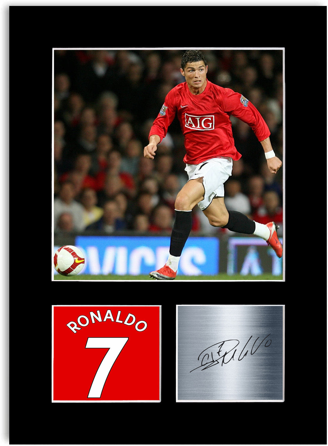 Ronaldo 7 Man United Player mounted display by LJW Prints