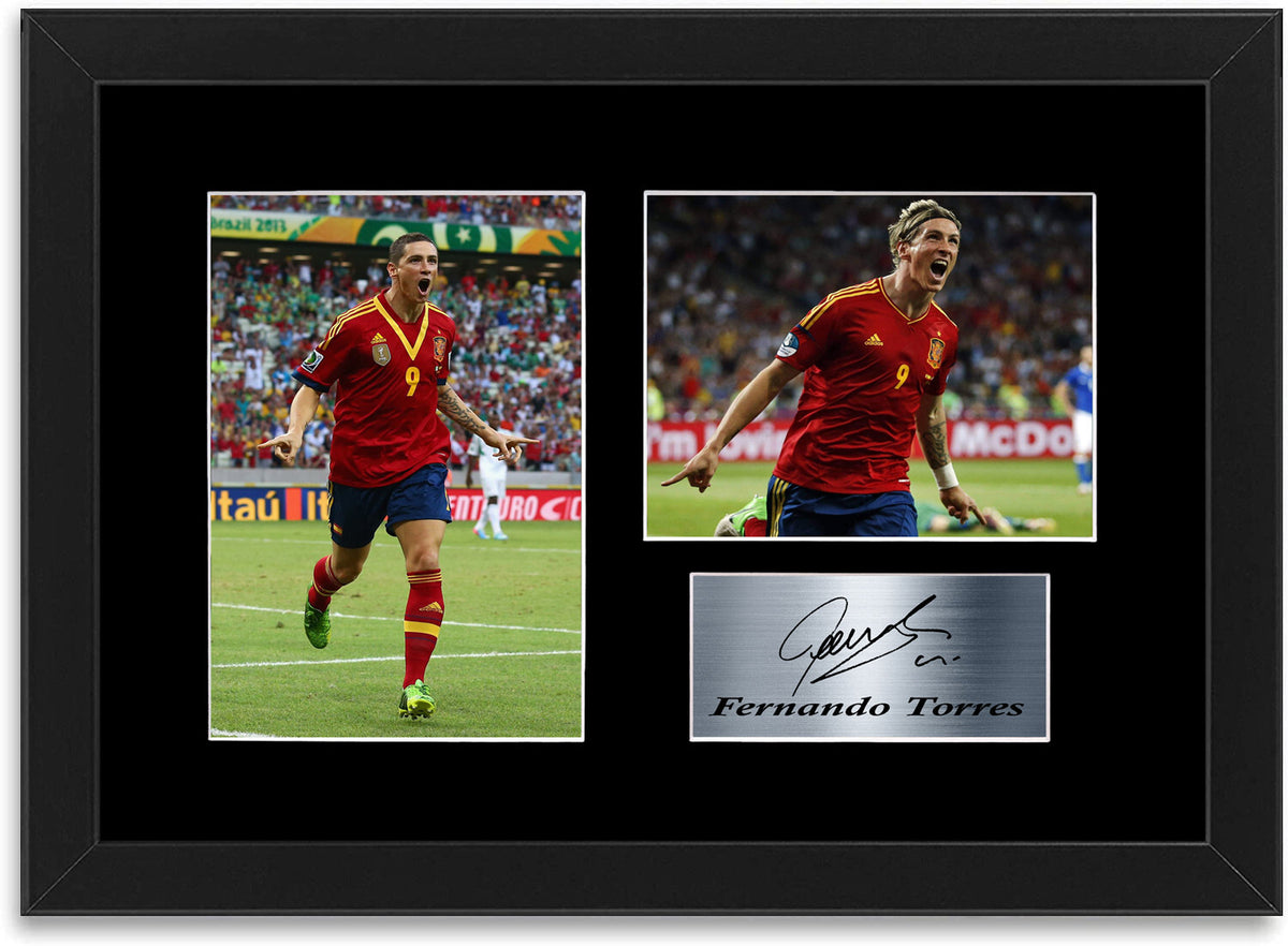 Fernando Torres Spain Football Player A4 Signed Photo Display Framed Poster