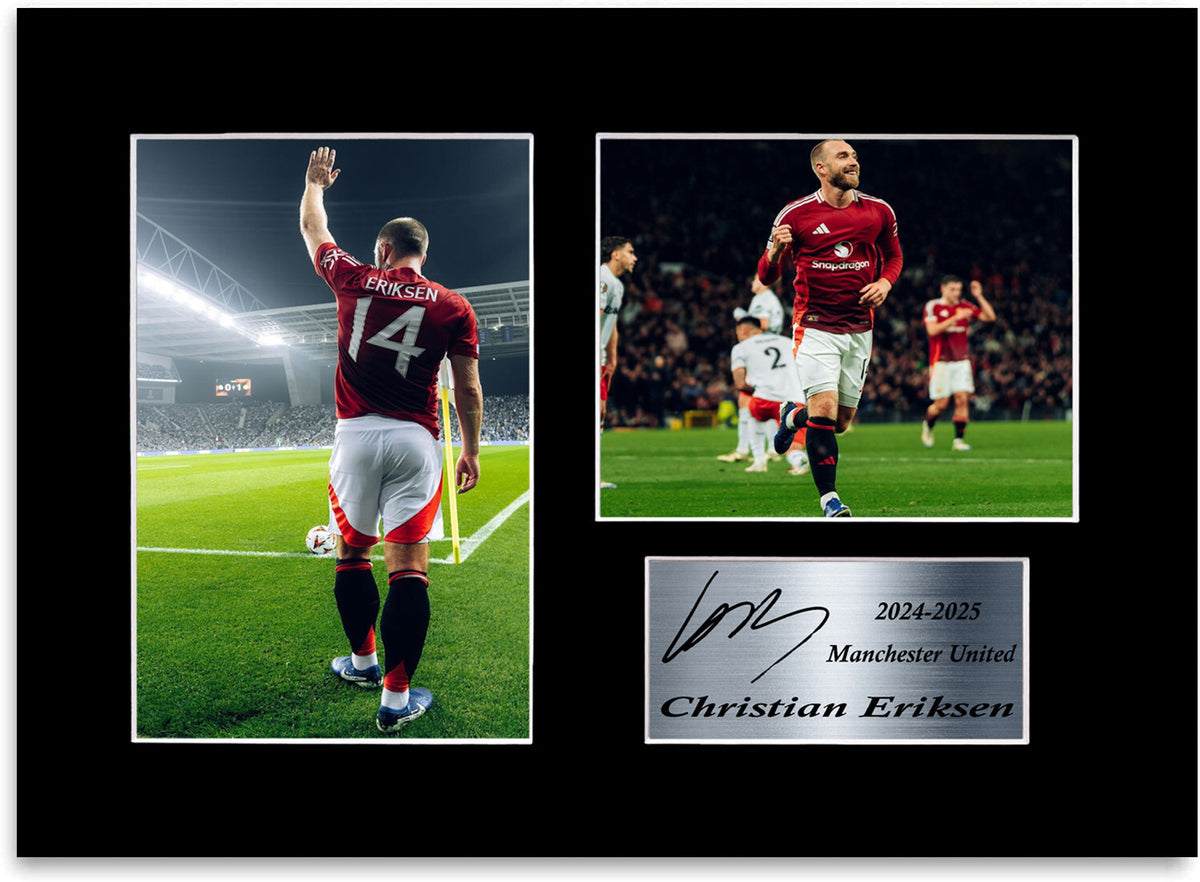 Christian Eriksen Man United Player mounted display by LJW Prints