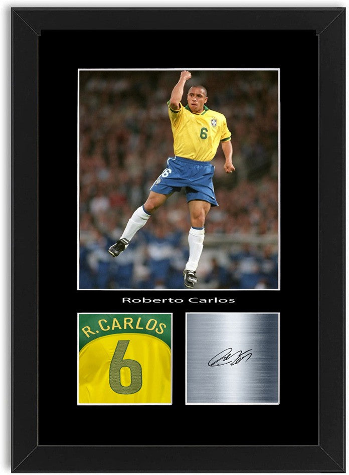 Roberto Carlos Football Player Poster Signed Print Photo A4 Wall Art Framed
