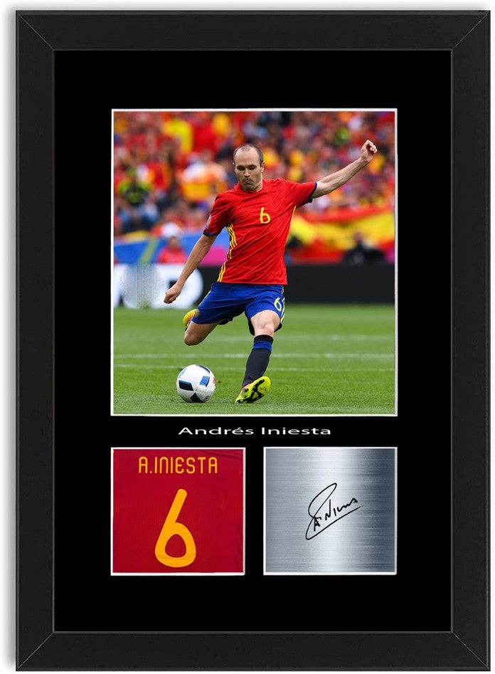Andres Iniesta Spain Football Poster Signed Print Photo A4 Wall Art Framed