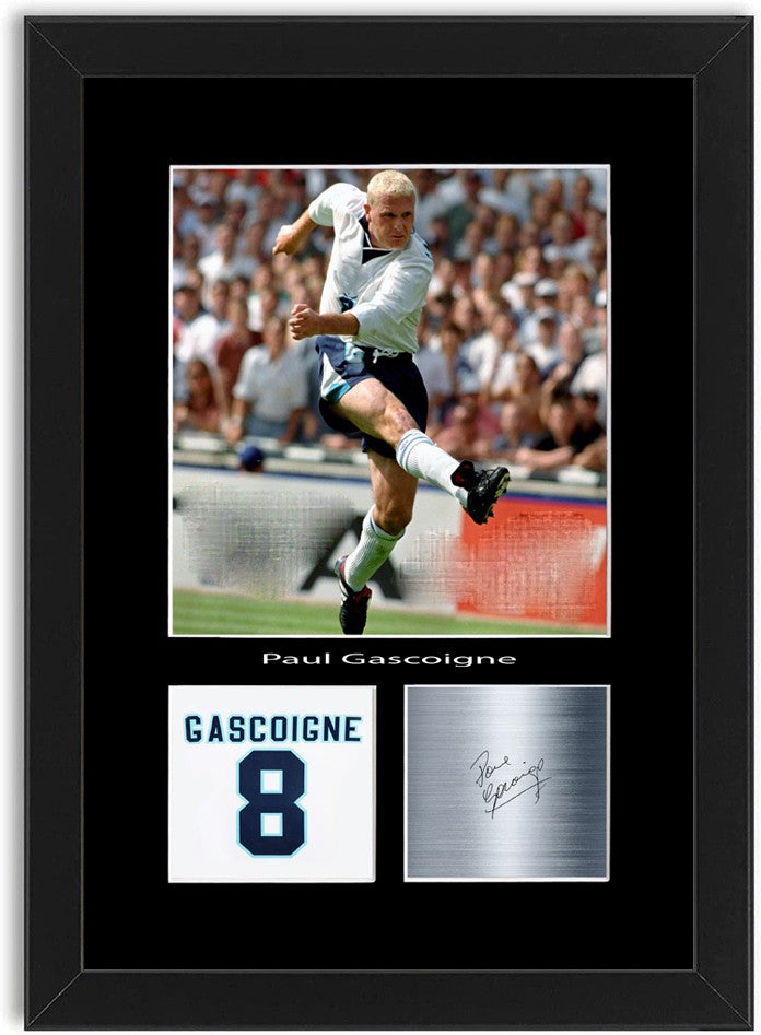 Paul Gascoigne England Football Poster Signed Print Photo A4 Wall Art Framed