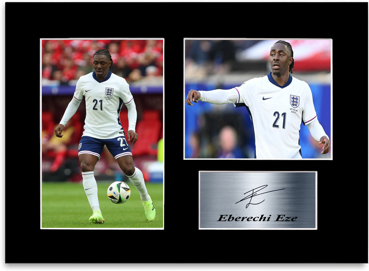 Eberechi Eze England Euro 2024 Football Player mounted display by LJW Prints