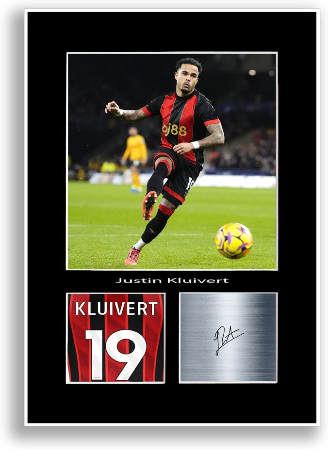 Justin Kluivert Football Player Poster Signed Print A4 Photo Wall Art Gift Idea