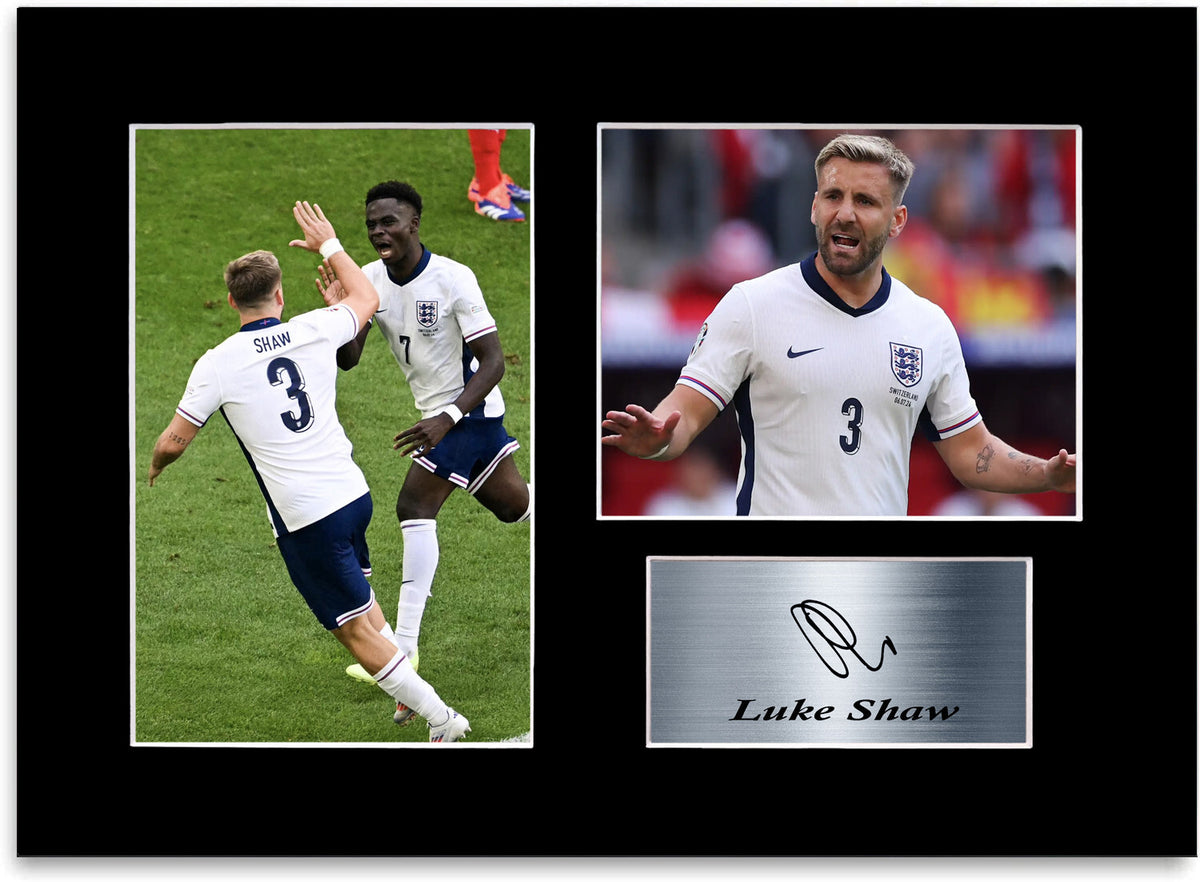 Luke Shaw England Euro 2024 Football Player mounted display by LJW Prints