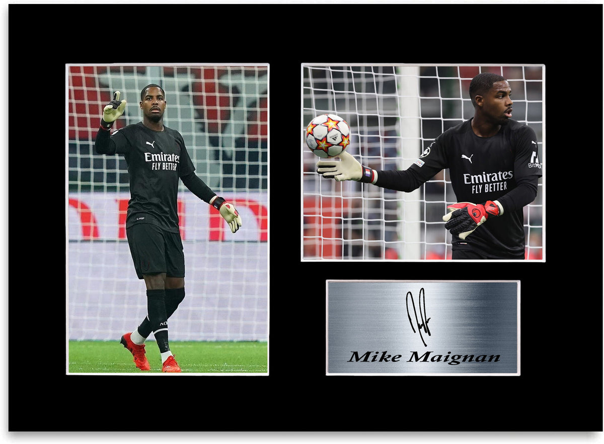 Mike Maignan Football Player Milan mounted display by LJW Prints