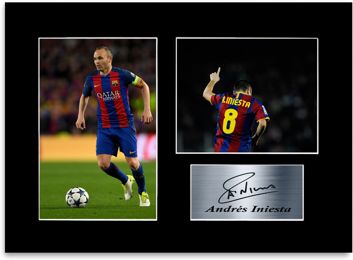 Andres Iniesta Barcelona Player A4 Printed Signed Photo Display Mount Gift