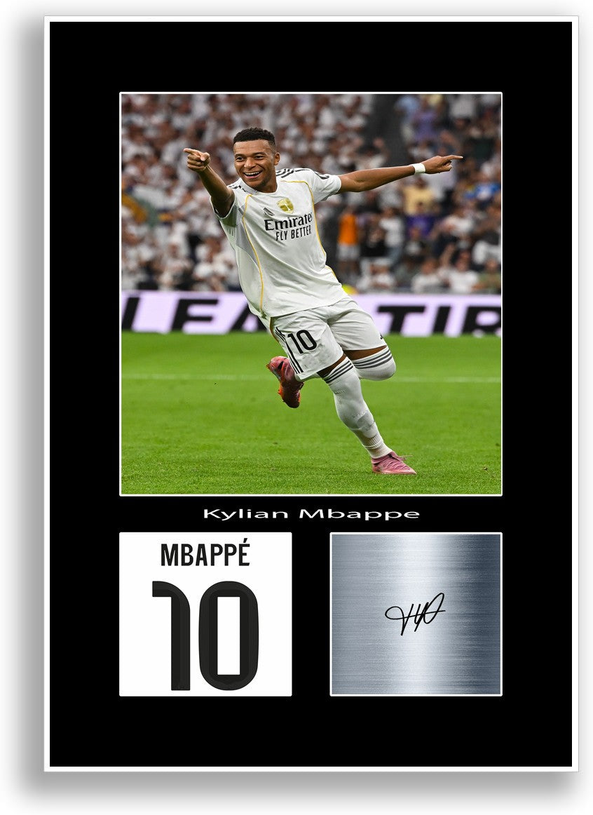 Kylian Mbappe Football Player Poster Signed Print Photo A4 Wall Art Gift Idea