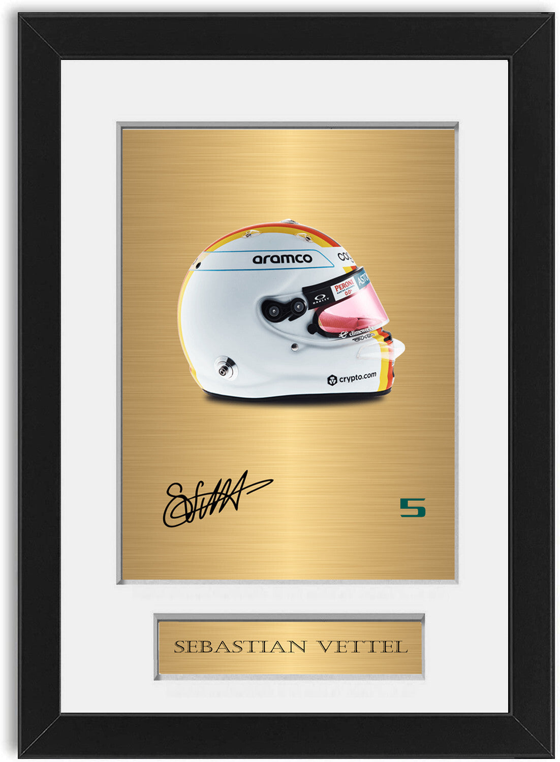 Sebastian Vettel Aston Martin F1 2022 Helmet Signed Display Mount A4 Framed