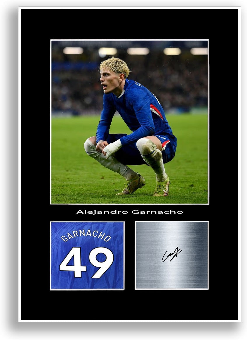 Alejandro Garnacho Football Player Poster Signed Print Photo A4 Wall Art Gift