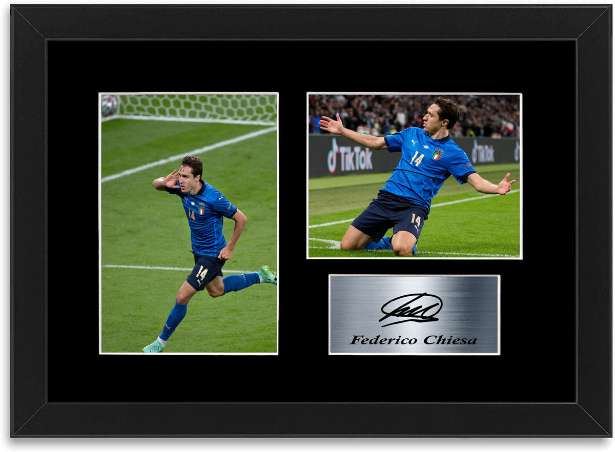 Federico Chiesa Italy Football Player A4 Signed Photo Display Poster Framed
