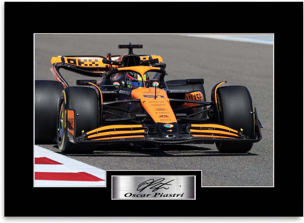 Oscar Piastri Formula 1 Driver 2024 mounted display by LJW Prints