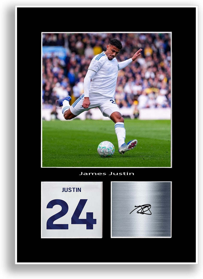 James Justin Football Player Leeds Poster Signed Print Photo Wall Art A4