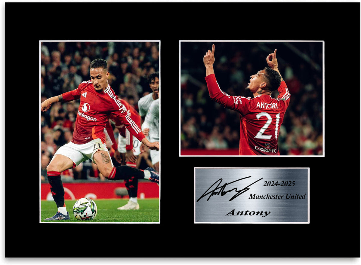 Antony Man United Player mounted display by LJW Prints