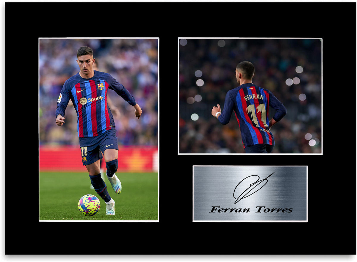 Ferran Torres Barcelona Player A4 Printed Signed Photo Display Mount Gift