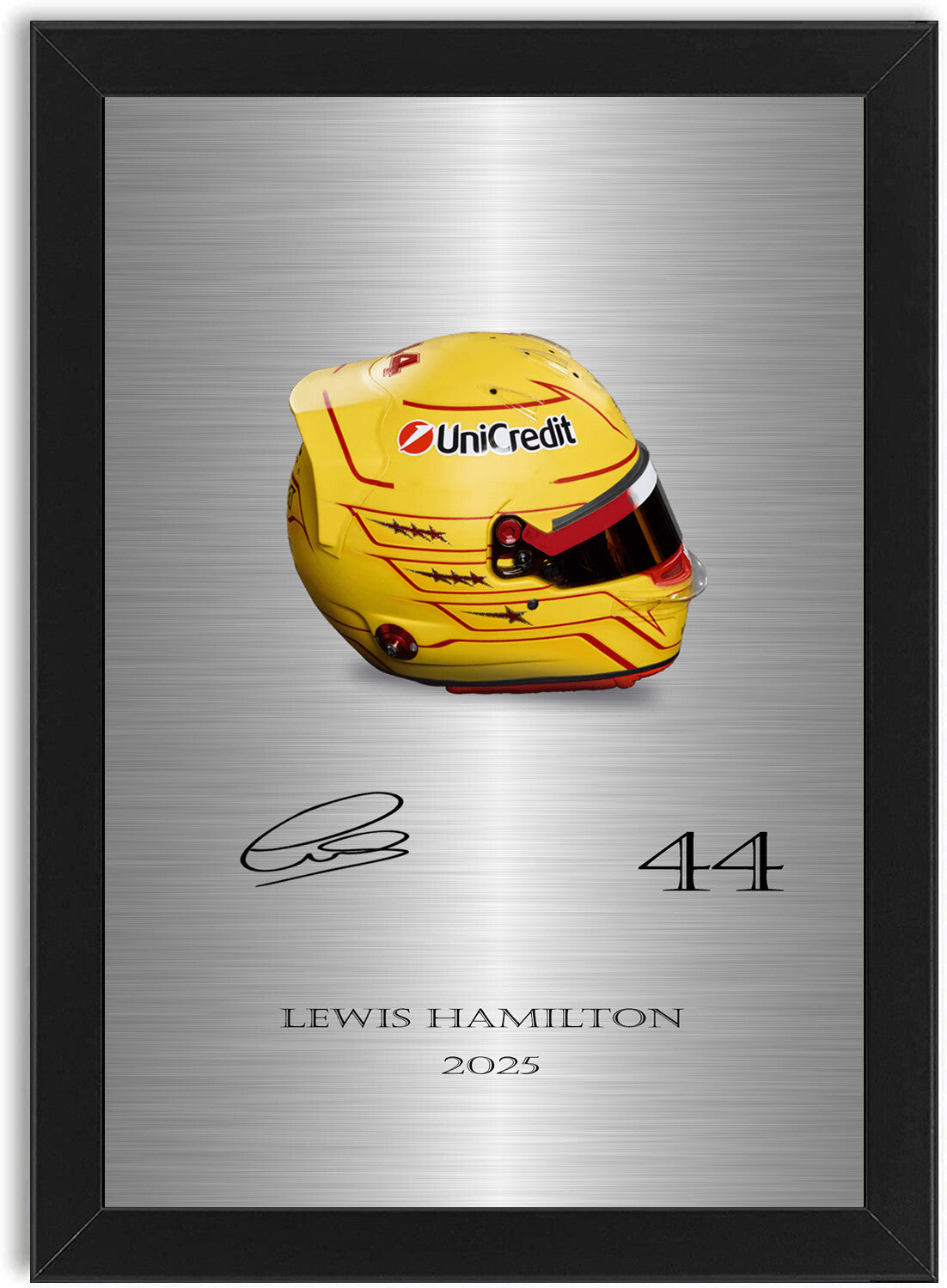 Lewis Hamilton Helmet For Ferrari F1 Fans framed print by LJW Prints