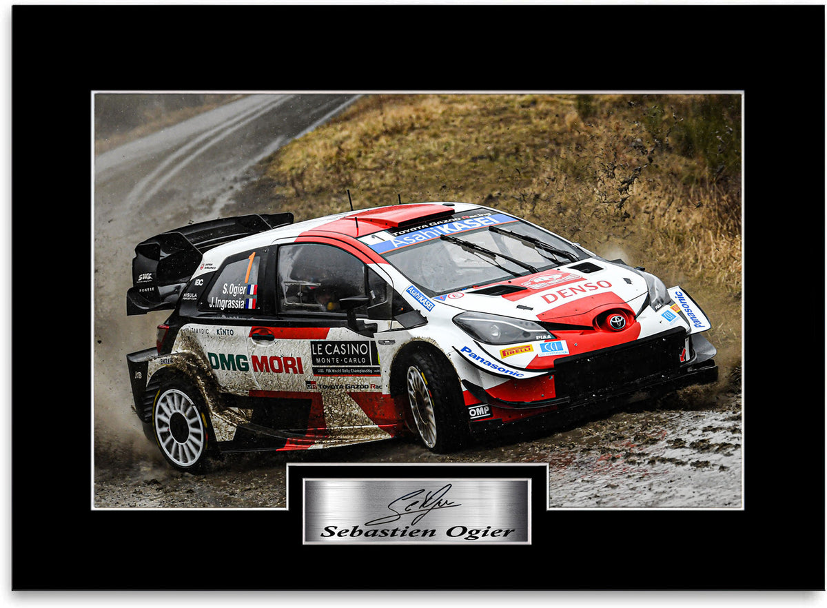 Sebastien Ogier World Rally Champion WRC mounted display by LJW Prints