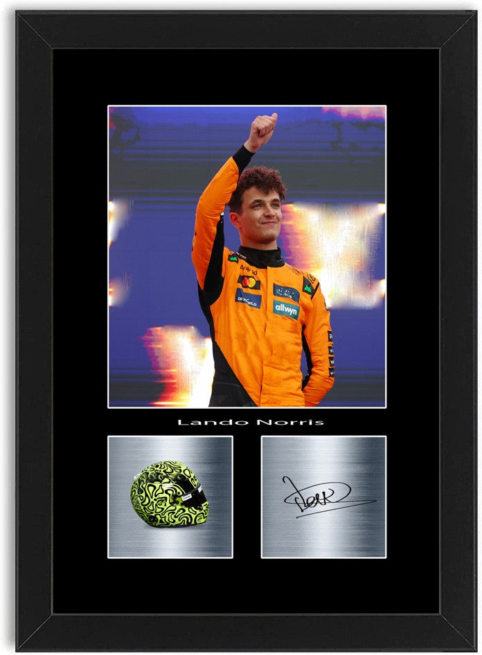 Lando Norris F1 World Champion Poster Signed Print Photo A4 Wall Art Framed