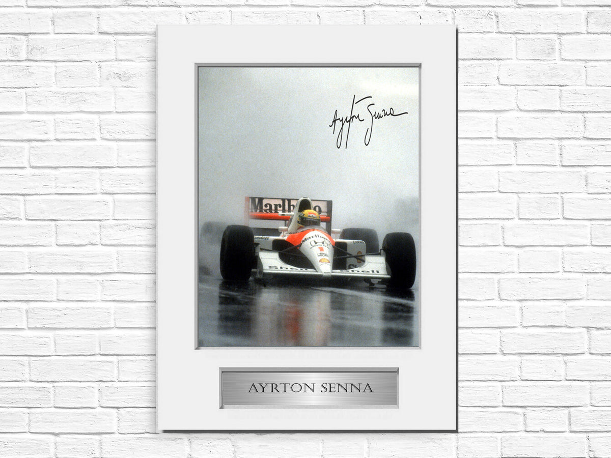 Ayrton Senna F1 Champion Signed Photo Display Mount A4