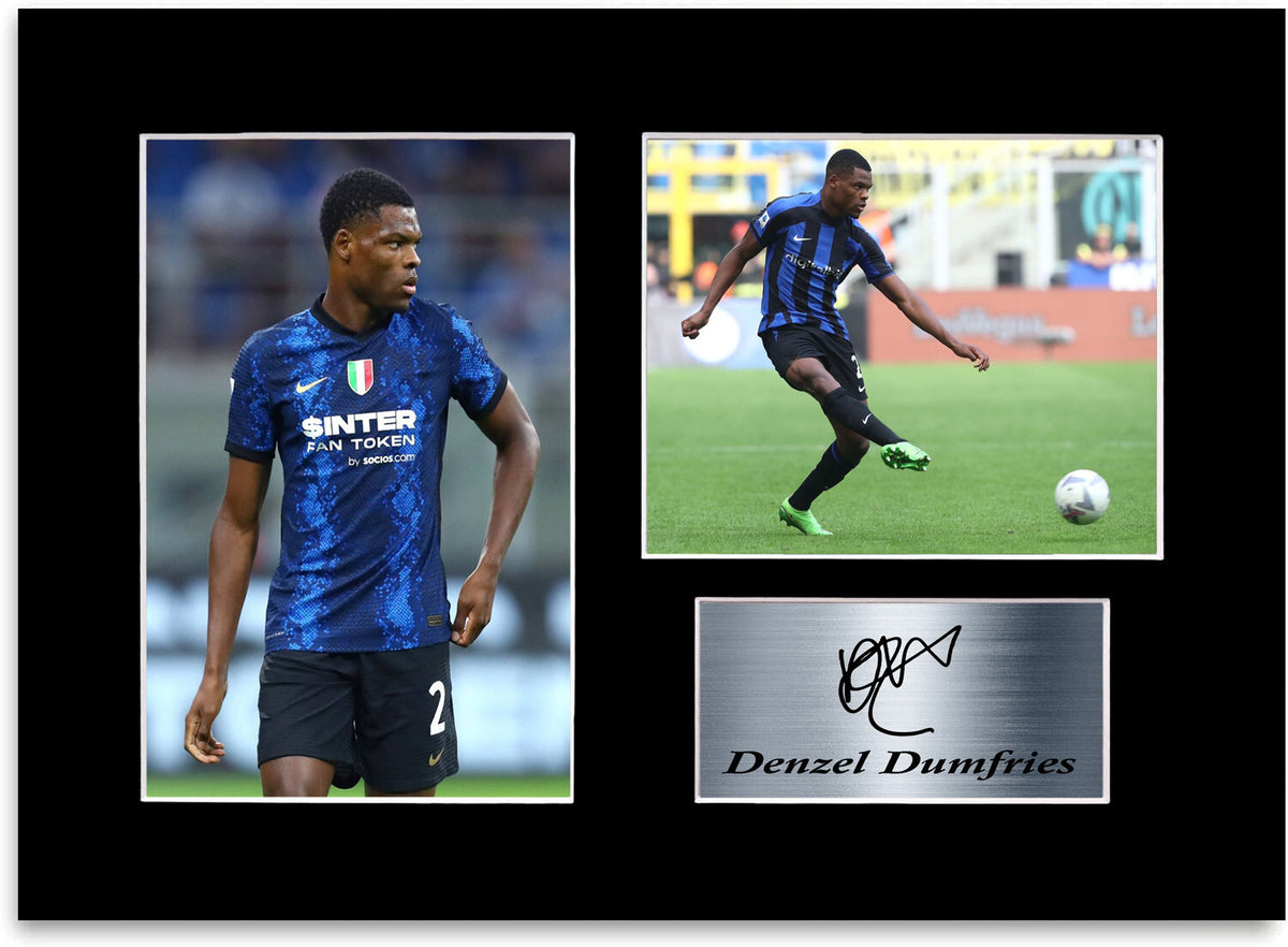 Denzel Dumfries Football Player mounted display by LJW Prints