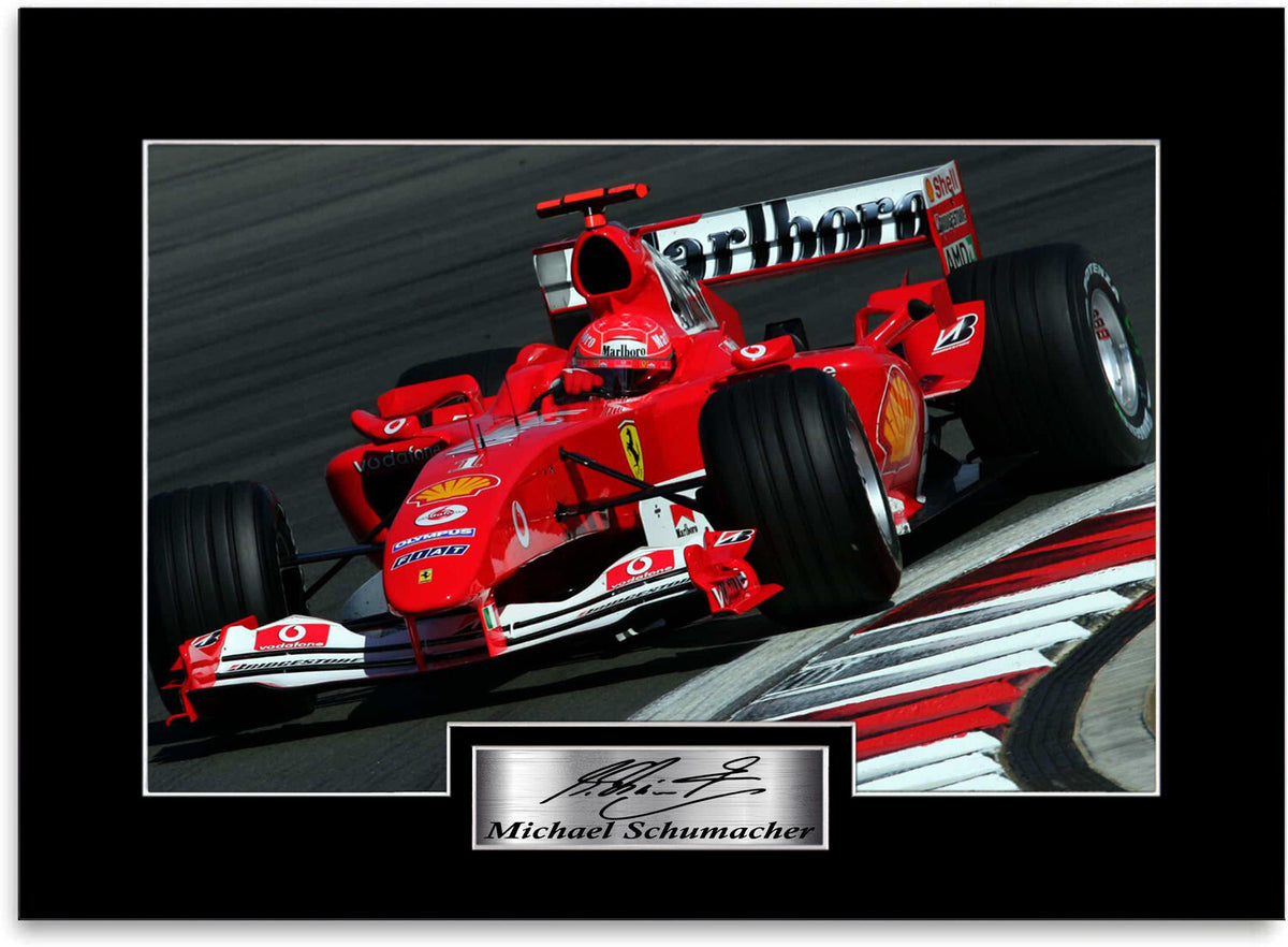 Michael Schumacher Ferrari F1 World Champion mounted display by LJW Prints
