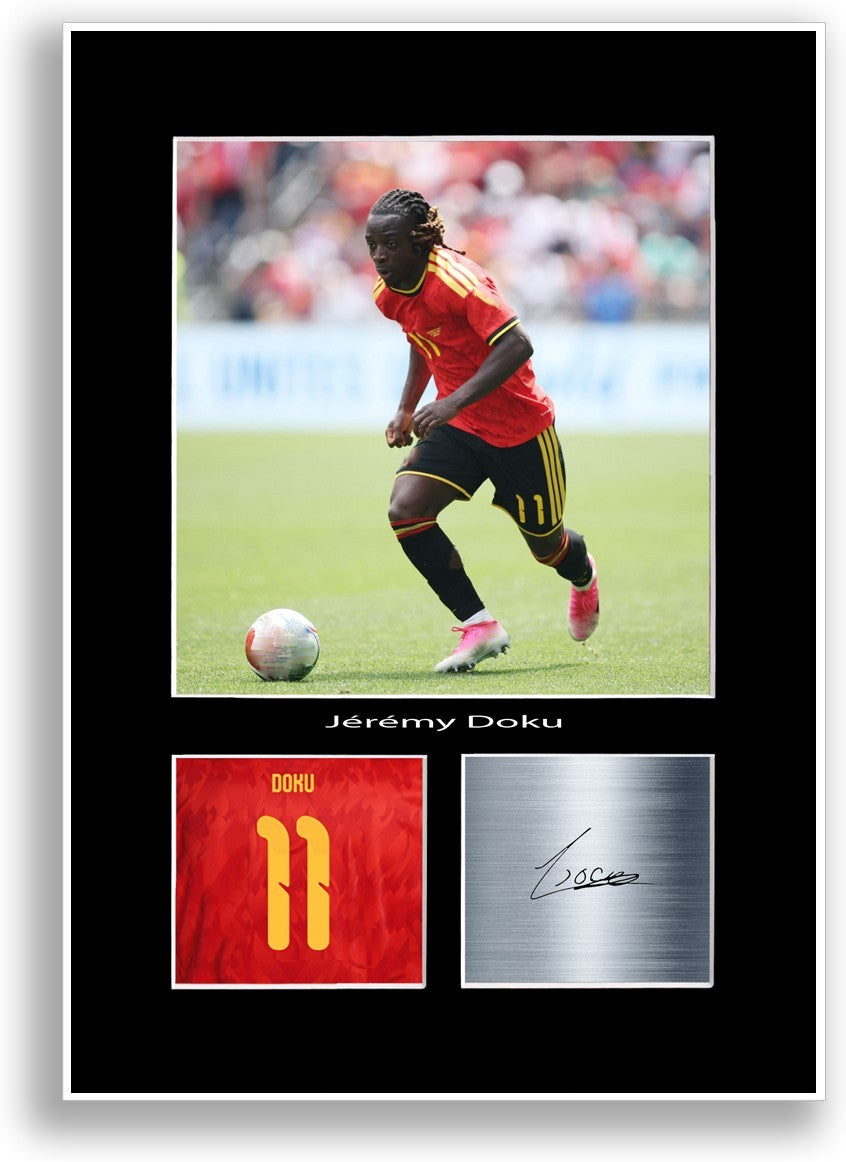 Jeremy Doku Football Belgium 2026 Poster Signed Print Photo Wall Art
