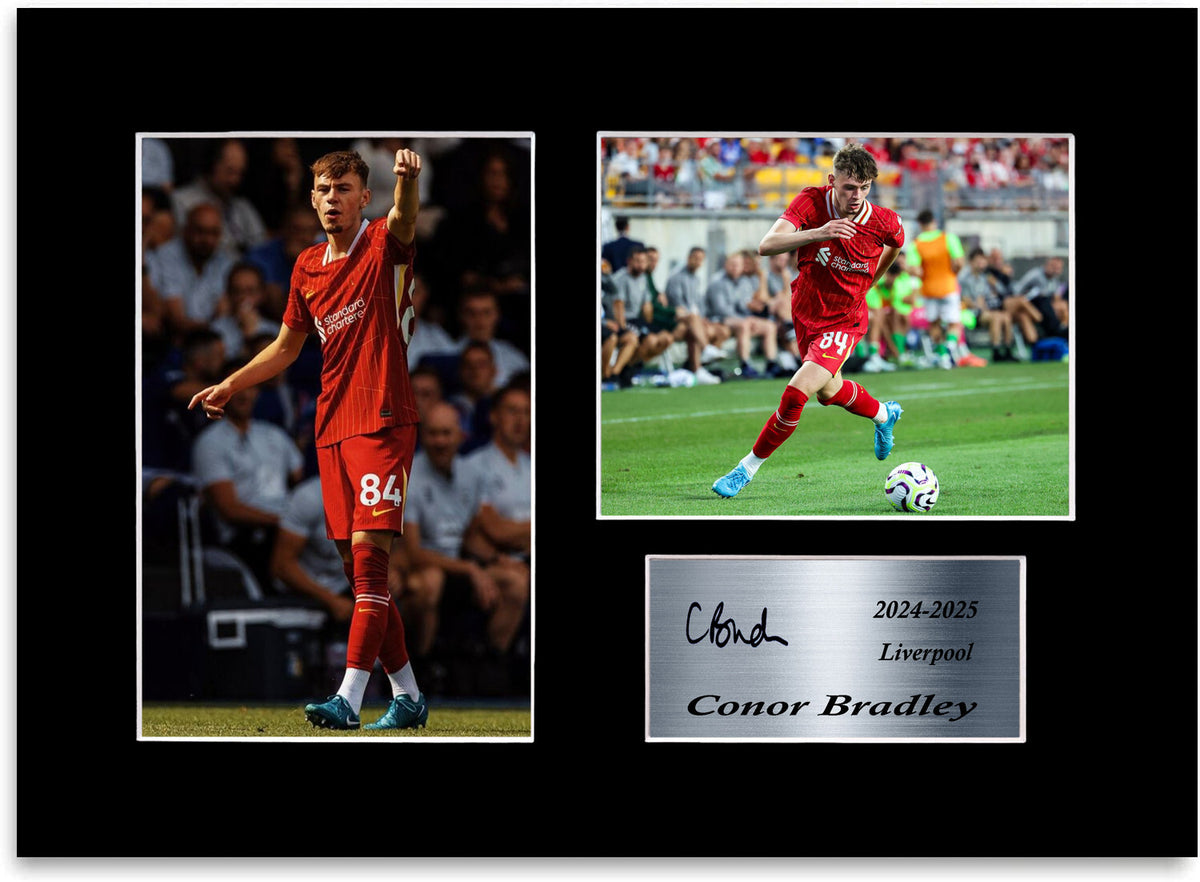 Conor Bradley Liverpool Player mounted display by LJW Prints