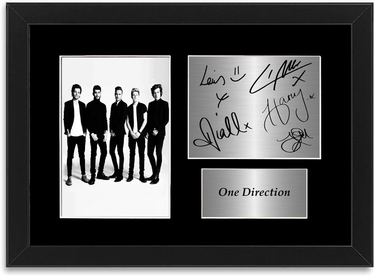 One Direction A4 Printed Signed Autograph Photo Display Mount Poster Framed
