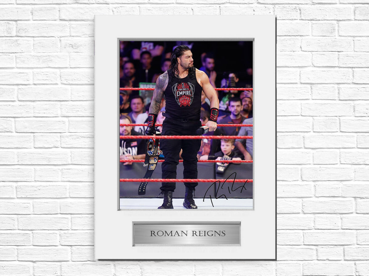 Roman Reigns WWE Wrestler A4 Signed Autograph Photo Display Mount