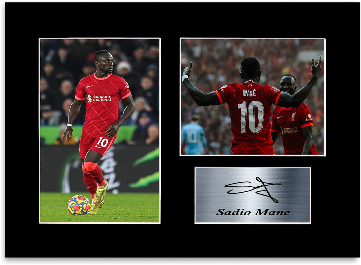 Sadio Mane Liverpool Player Poster Signed Photo Display Mount Gift A4