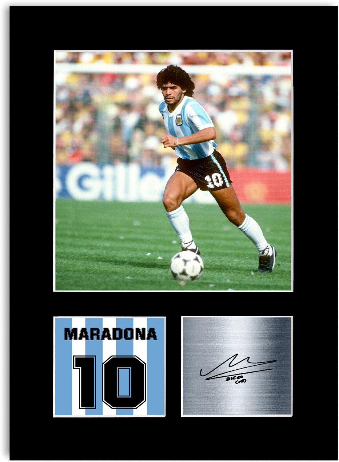 Diego Maradona Argentina Football Player mounted display by LJW Prints