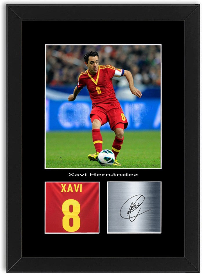 Xavi Hernandez Spain Football Poster Signed Print Photo A4 Wall Art Framed